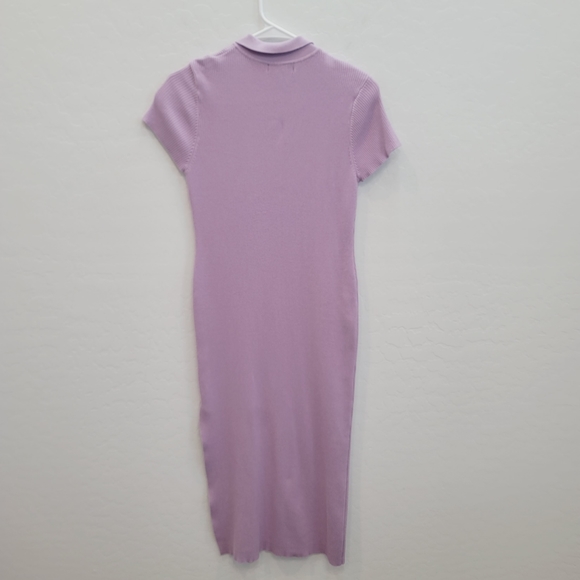 House of Harlow 1960 Lavender Ribbed Knit Polo Midi Dress Women's Size Large - Picture 5 of 12